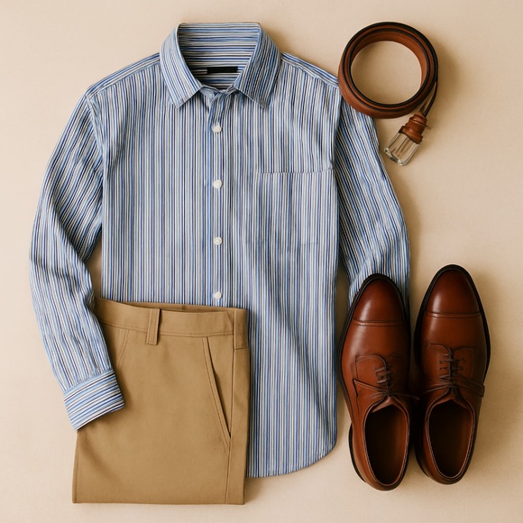 Ted Baker Stripe Shirt Blue Long Sleeve Button Front Size 17 34/35 - Picture 2 of 10